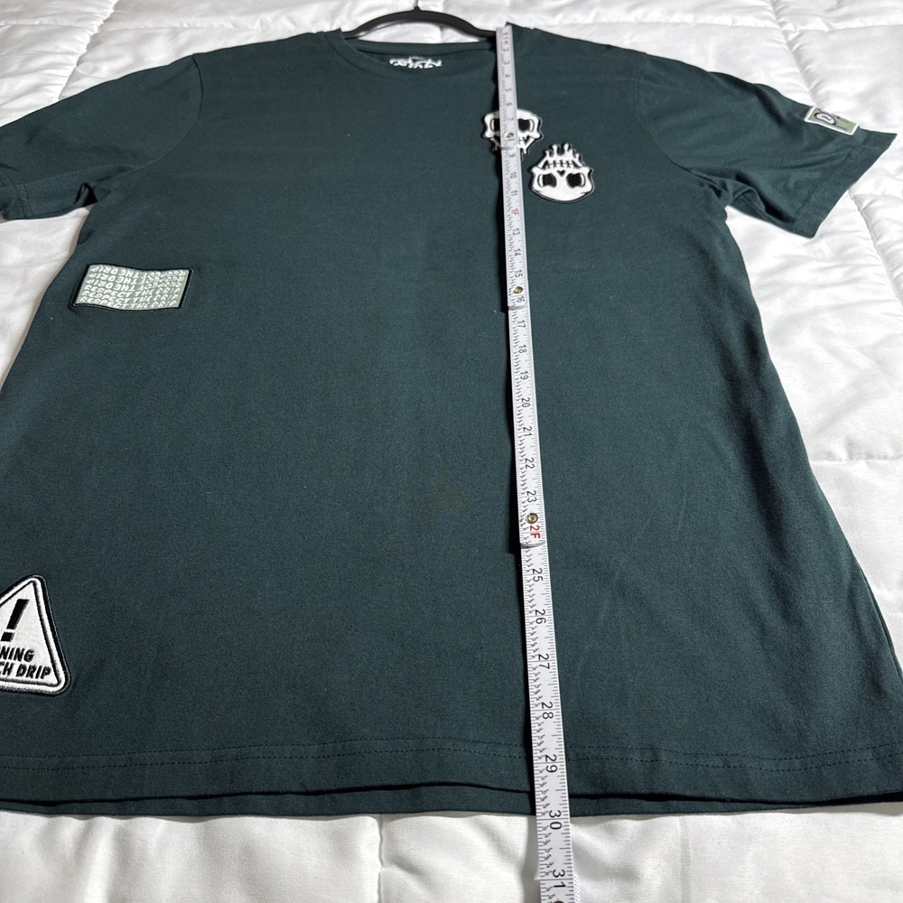 Eighty Eight Brand Mens L Forest Green Graphic Patch Melting Skull Drip T-Shirt - Picture 10 of 12